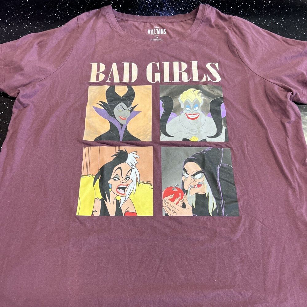 Disney Villains Bad Girls‎ Purple T-Shirt Size 1X Short Sleeve